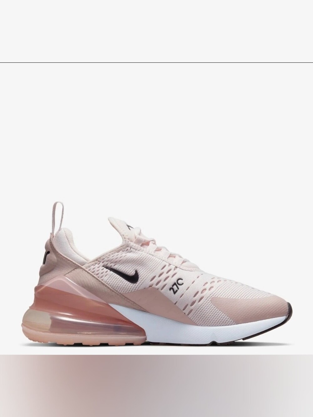 Nike Air Max 270 Running Shoes Womens Size 9 Light Soft Pink White AH6789-604